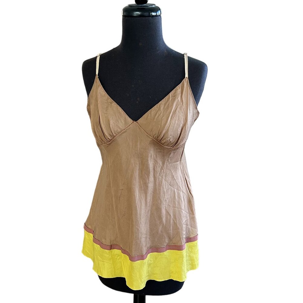 Vintage Rozae Nichols Champagne Gold and Yellow Silk camisole Size M